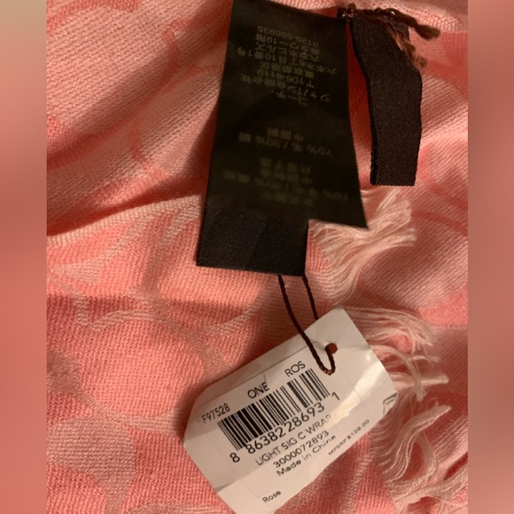 Absolutely gorgeous , super soft authentic Coach scarf/shawl, coral color/ must! - Picture 2 of 4